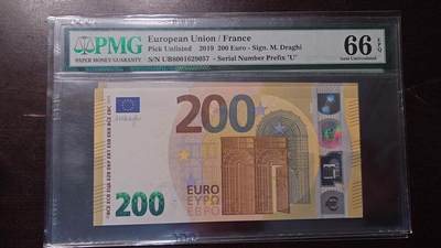 【新年首拍】世界钱币～微拍第222期暨2025年第62期  评级币专场 剩余部分硬通评级币汇率起拍 欢迎参与 - 2019年200欧元 PMG66E尾号9057