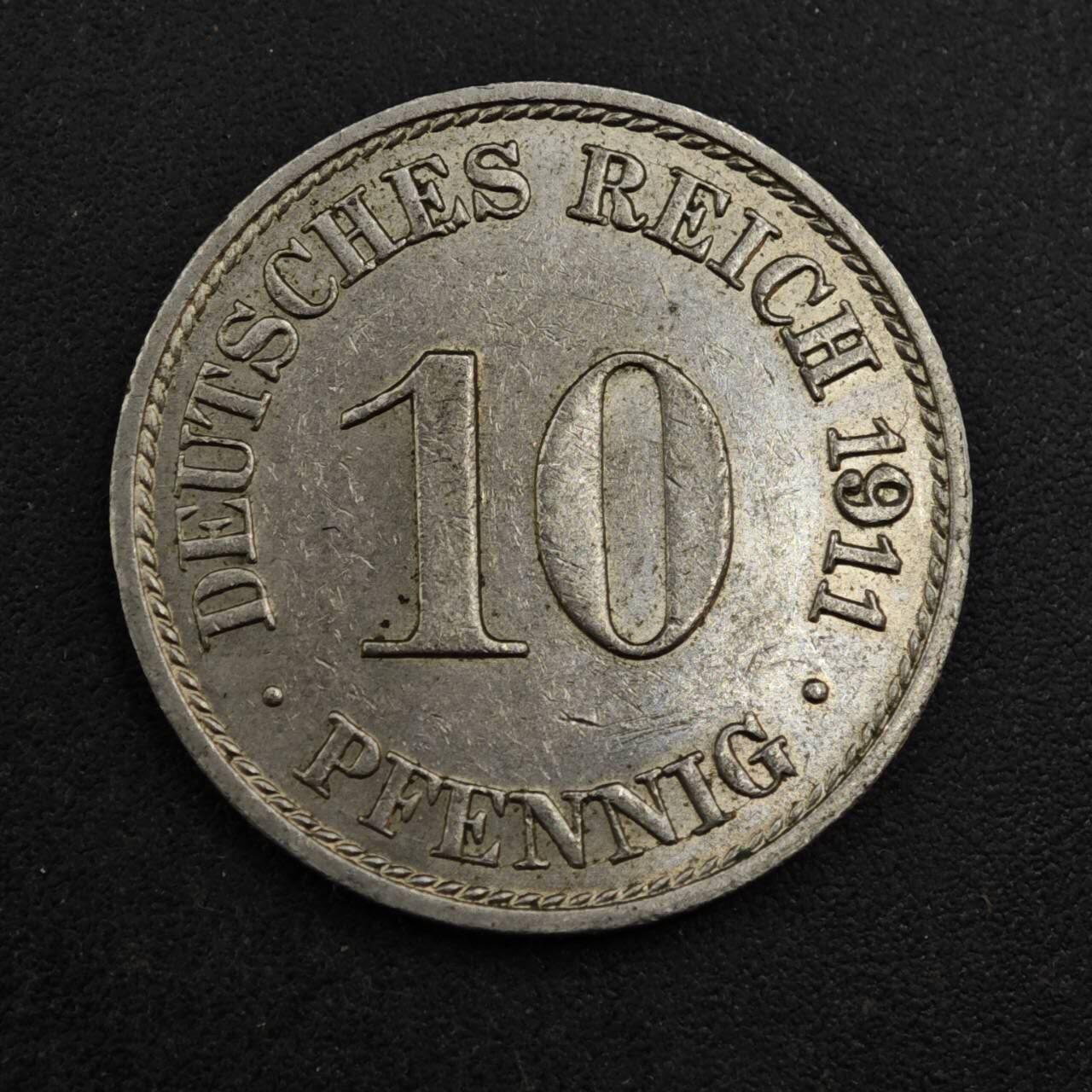 【淘币小摊】实时拍第八百三十七拍   散币银币场   满百包邮可预留二周 每周一统一发货   德国1911年10芬妮镍币