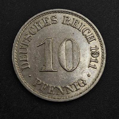 【淘币小摊】实时拍第八百三十七拍   散币银币场   满百包邮可预留二周 每周一统一发货   - 德国1911年10芬妮镍币