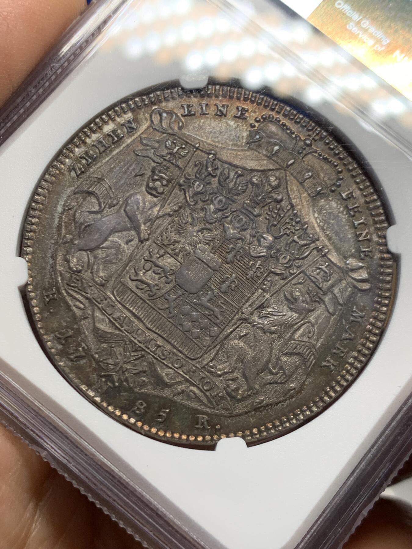 《竞宝斋》第453场 周日，周一 2场连拍 （全场包邮，欢迎送拍） NGC MS62 德国1785年霍亨洛厄-新施泰因-厄林根1泰勒 单年版精品小邦泰勒