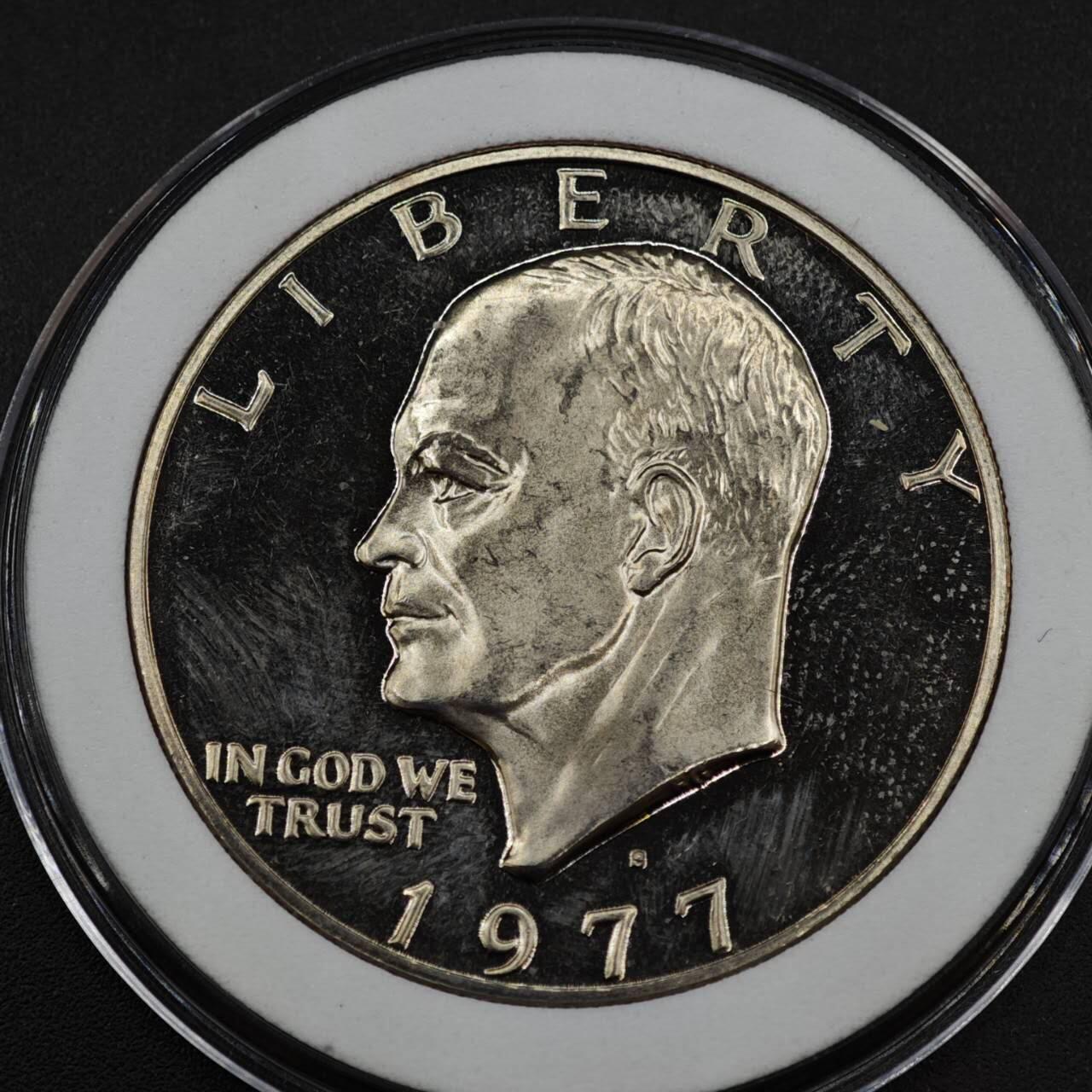 【淘币小摊】实时拍第八百三十七拍   散币银币场   满百包邮可预留二周 每周一统一发货   美国1977年艾森豪威尔1元精制镍币