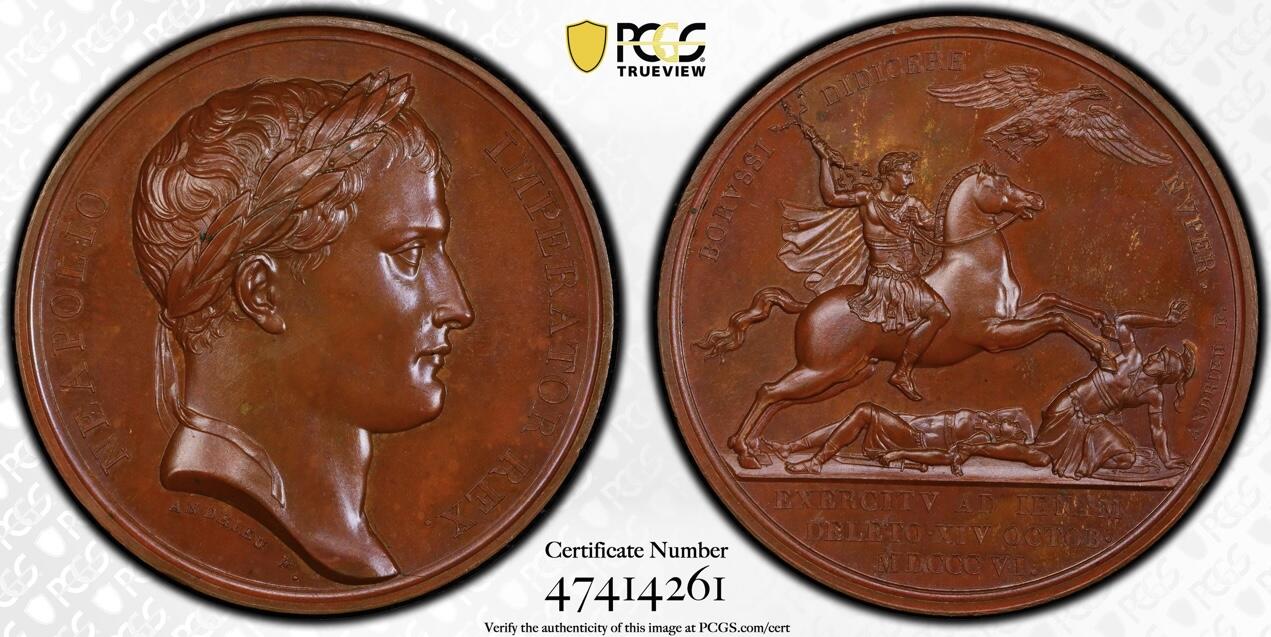 法国1806年拿破仑一世耶拿之战原铸铜章  PCGS-SP64亚军分