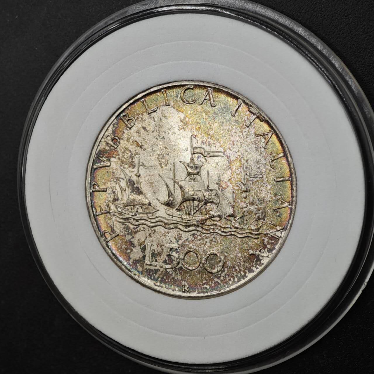 【淘币小摊】实时拍第八百三十七拍   散币银币场   满百包邮可预留二周 每周一统一发货   意大利1966年500里拉银币五彩包浆