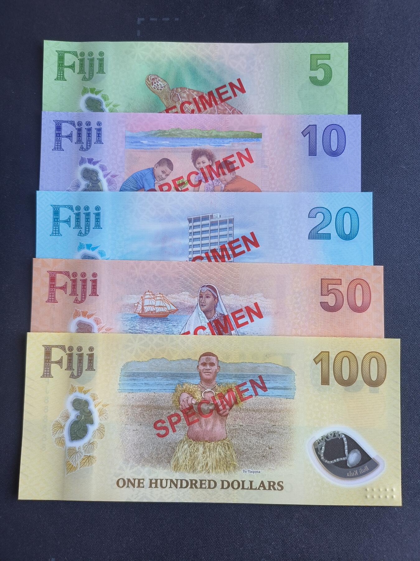 世界靓号纸钞第七十九期 2025年斐济5-10-20-50-100元 样票 超级靓号FJ888888 全新UNC 其中10还是多印 错版 可遇不可求