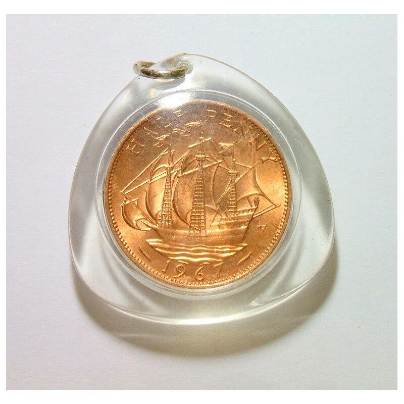 【旋风钱币】1月10日19:00准时开拍 精美欧洲币章、银币银章、第三帝国钱币等 全场包邮！ 纯手工 英国1967年 伊丽莎白高浮雕精制币章心形吊坠 36MM