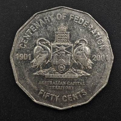 【淘币小摊】实时拍第八百三十七拍   散币银币场   满百包邮可预留二周 每周一统一发货   - 澳大利亚2001年首府州币50分纪念币