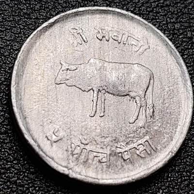 泉币菌-第157场-跨年欢乐场（特修改截拍时间为23:30分） - 牦牛 尼泊尔5派沙铝币 70年代 直径20.5MM 铝币 