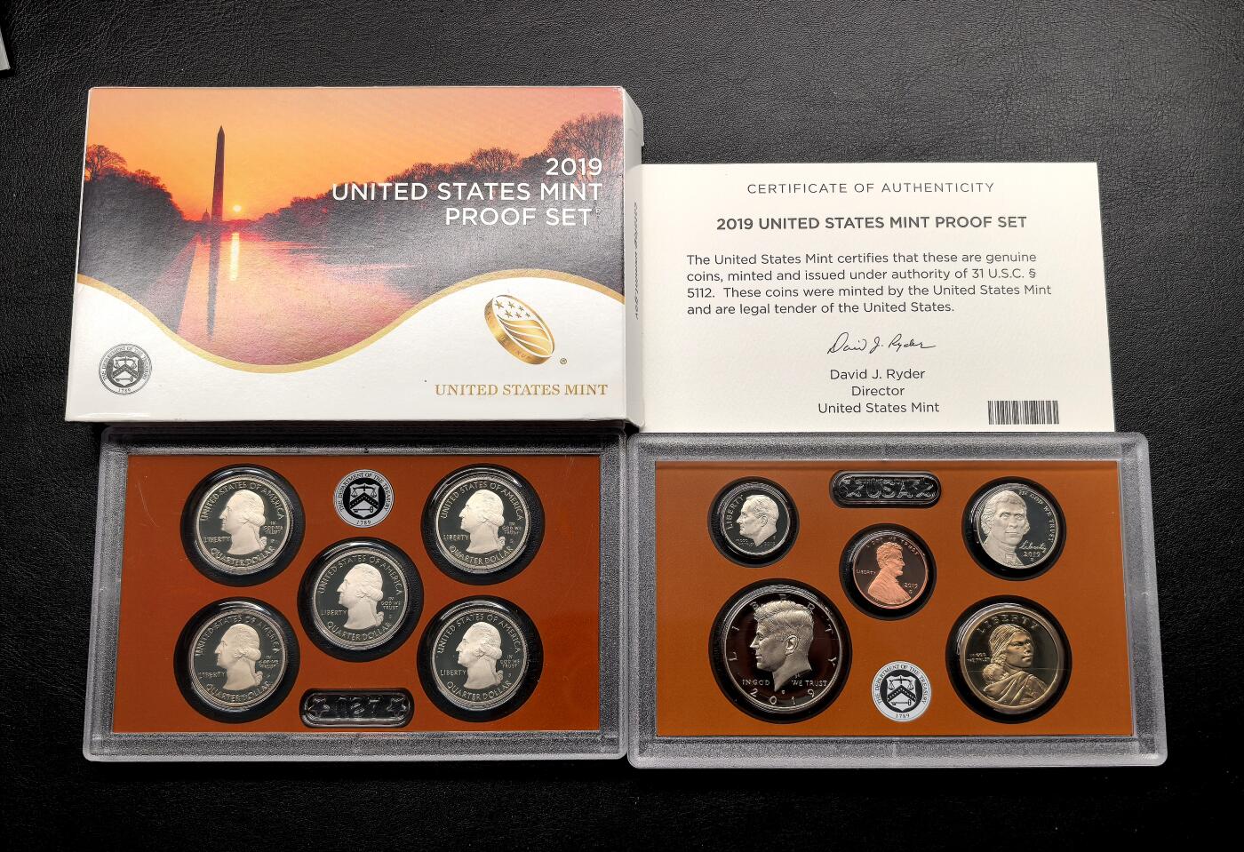 凡希社世界钱币微拍第三百十六期 2019美国精铸PS十枚套，原厂盒证。