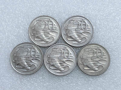 第一海外回流一元起拍收藏 散集专场  第284期 - 澳大利亚1982年20分硬币 5枚