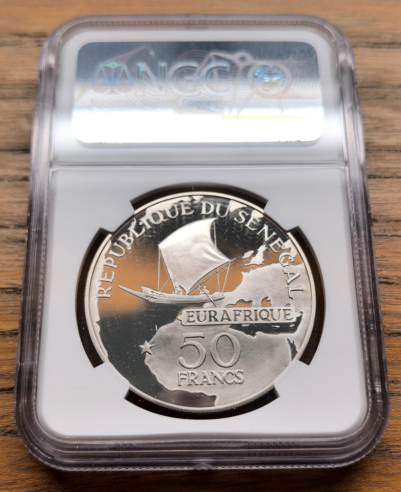 凡希社世界钱币微拍第三百十六期 1975塞内加尔欧非合作50法郎大银精铸NGC-PF69UC