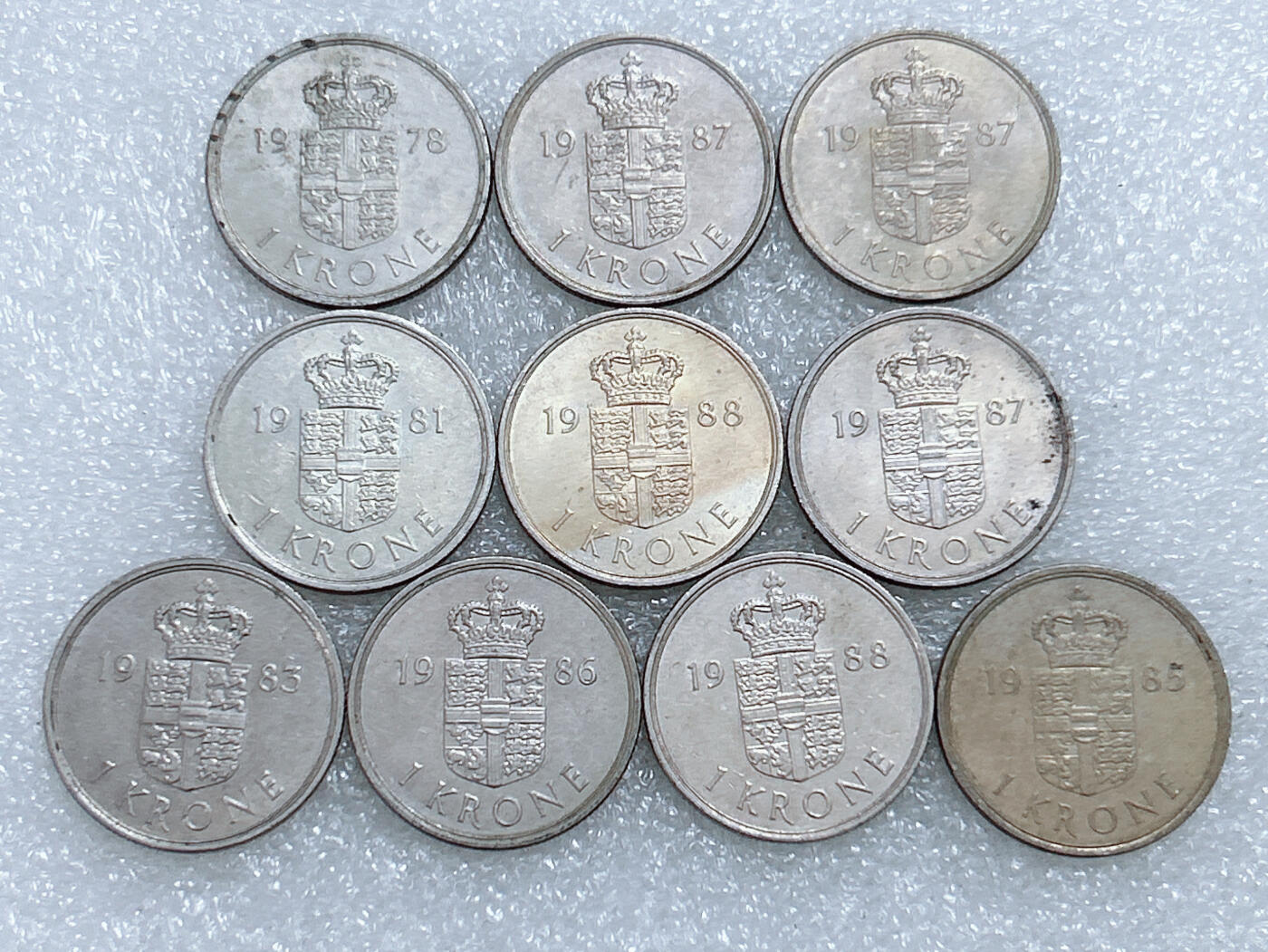 第一海外回流一元起拍收藏 散集专场  第284期 丹麦玛格丽特二世1克朗硬币 10枚