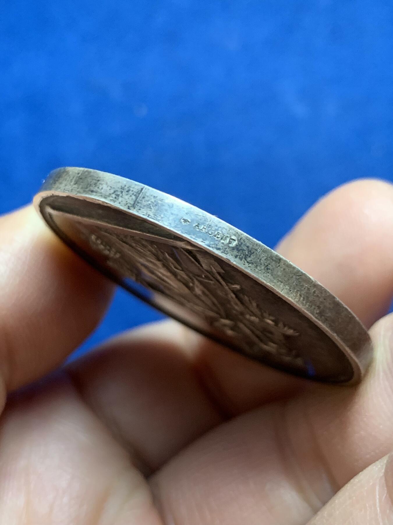 《竞宝斋》第453场 周日，周一 2场连拍 （全场包邮，欢迎送拍） 法国园艺协会纪念银章 37.55克 40.9mm 蜜蜂银标 早期