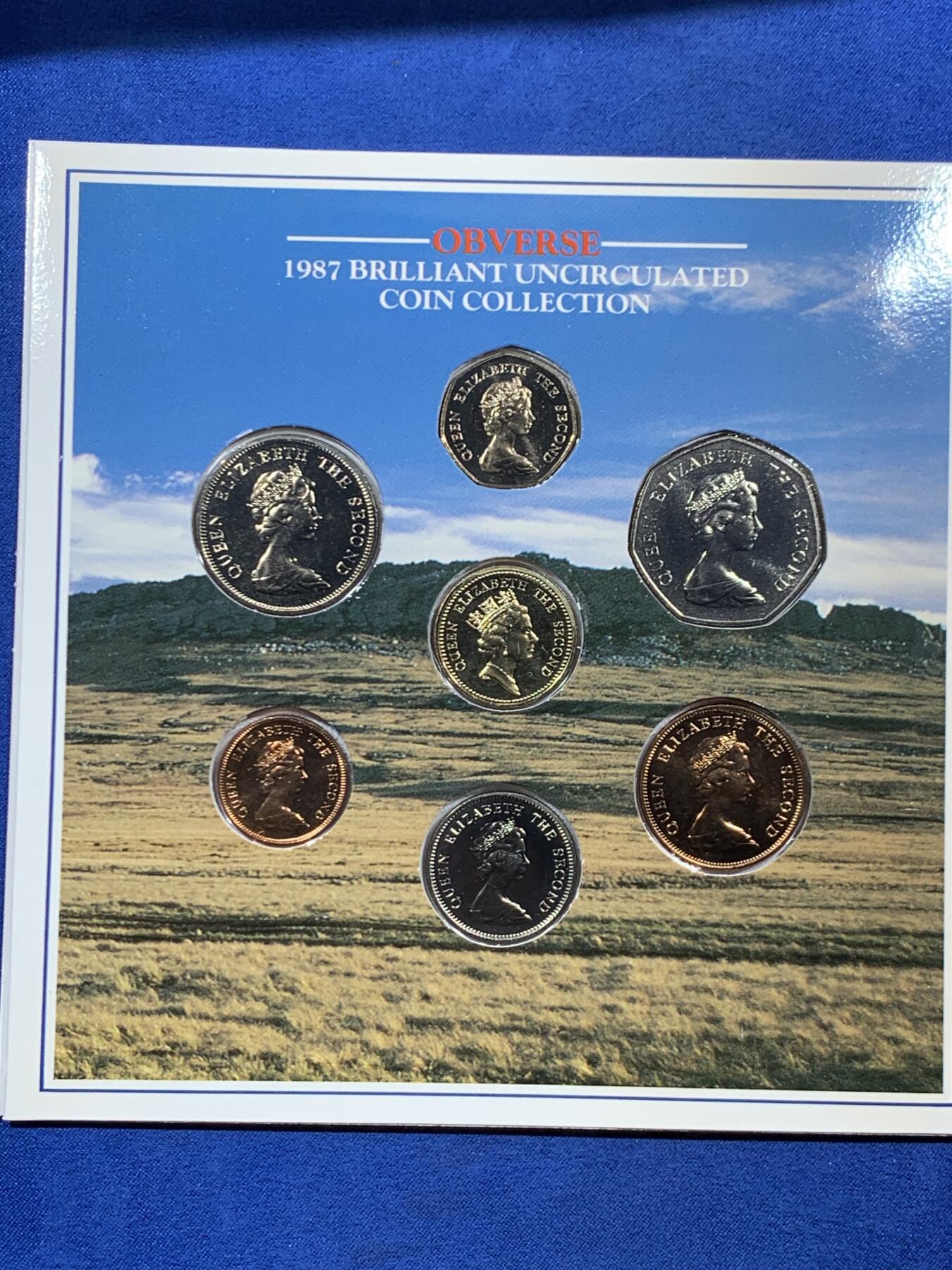 《竞宝斋》第453场 周日，周一 2场连拍 （全场包邮，欢迎送拍） 福克兰群岛 1987 造币厂套装 全7枚套币 英国皇家造币厂