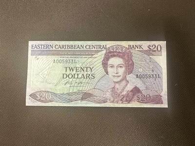 喜羊羊钱币收藏2025第11期(流通品相场) -  东加勒比/圣卢西亚	P-19l 1987年20元		品相如图				A005933L			