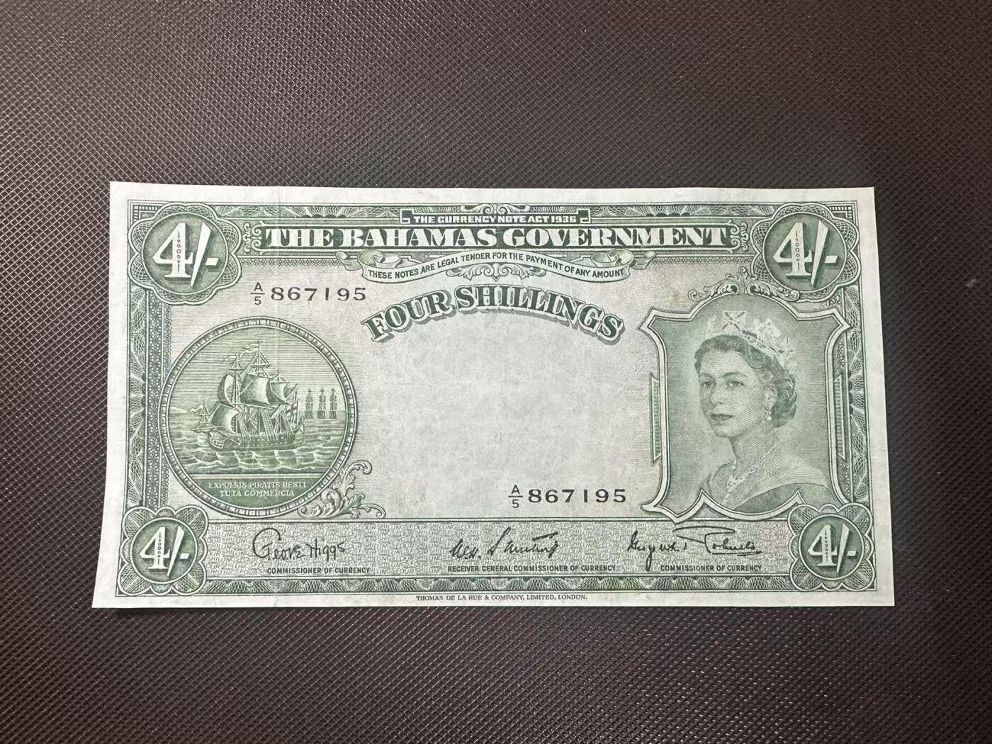 喜羊羊钱币收藏2025第11期(流通品相场) 巴哈马群岛	P-13b 1953年4先令0	品相如图				A/5 867195			