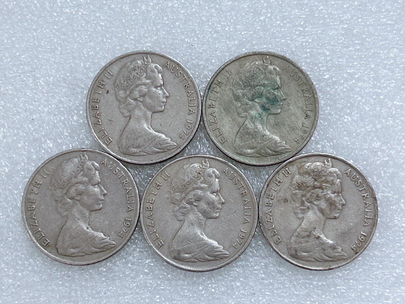 第一海外回流一元起拍收藏 散集专场  第284期 澳大利亚1974年20分硬币 5枚