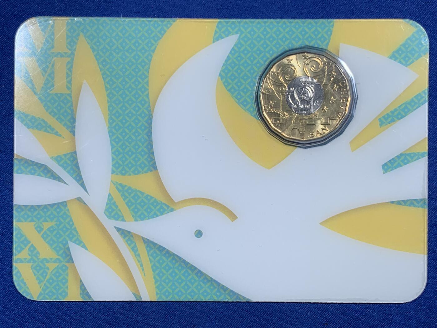 《竞宝斋》第453场 周日，周一 2场连拍 （全场包邮，欢迎送拍） 圣马力诺 2016年 5欧元 慈悲禧年小卡册双色纪念币