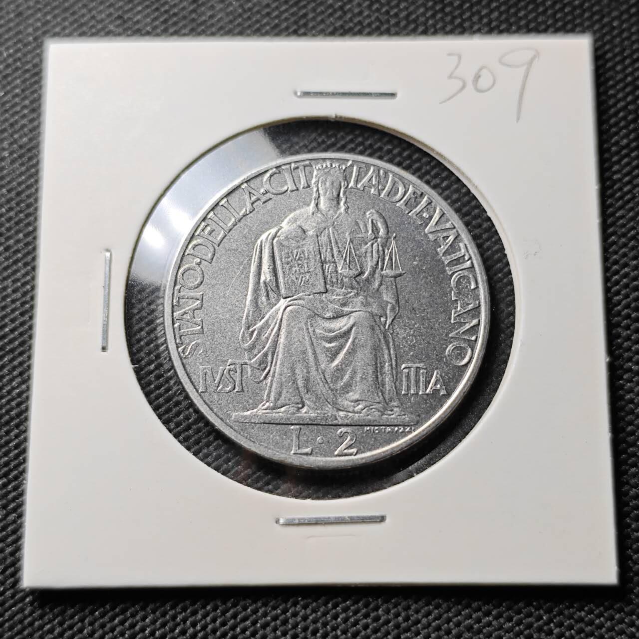 KK钱币收藏小铺 《套币 好品/批量散币专场》  2月预留时间 周末发货  1942梵蒂冈2里拉 好品