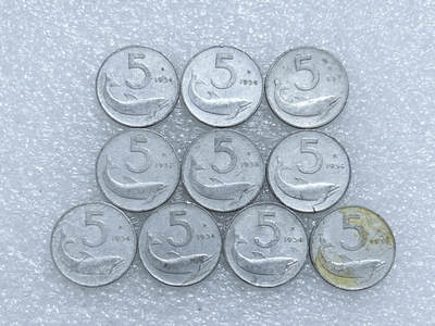 第一海外回流一元起拍收藏 散集专场  第284期 - 意大利5里拉铝币 10枚