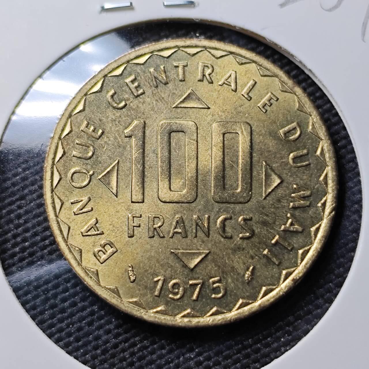 KK钱币收藏小铺 《套币 好品/批量散币专场》  2月预留时间 周末发货  1975马里100法郎 好品