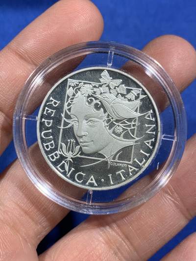 《竞宝斋》第453场 周日，周一 2场连拍 （全场包邮，欢迎送拍） - 意大利1992年花神500里拉精制银币 835银 14.95克 带盒证