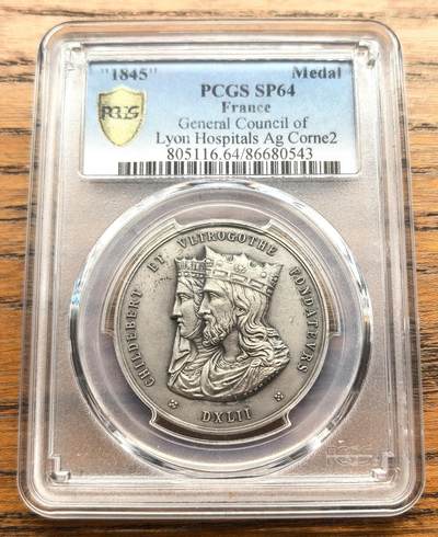 凡希社世界钱币微拍第三百十六期 - 1845法国里昂医院委员会纪念银章PCGS-SP64
