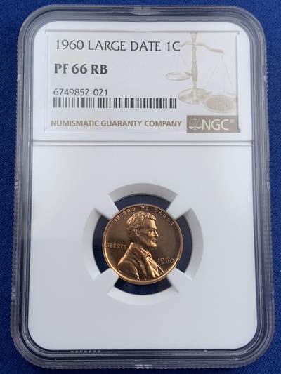 《竞宝斋》第453场 周日，周一 2场连拍 （全场包邮，欢迎送拍） - NGC PF66RB 美国1960年林肯1美分精制铜币，早期年份，66分高分