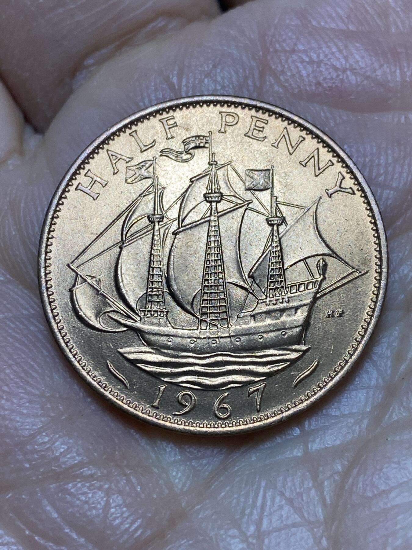 2026年第一场(总第一百七十场）外国好品散币场(免佣金) 原光好品–英国🇬🇧1967年半便士(伊丽莎白二世青年桂冠第二版，普制币关门年)