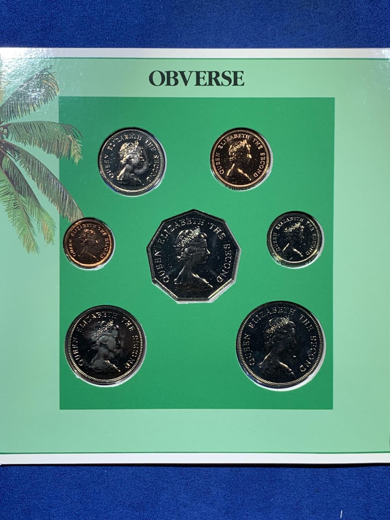 《竞宝斋》第453场 周日，周一 2场连拍 （全场包邮，欢迎送拍） 图瓦卢 1985年 海洋动物套七枚铜镍 英国皇家造币厂发行 相对少见的年份 细节见图