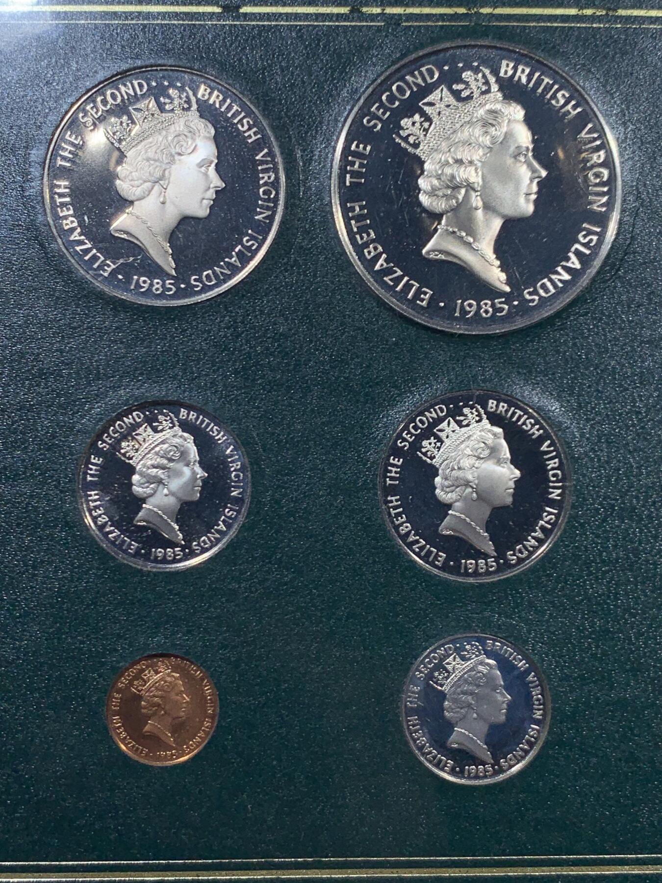 《竞宝斋》第453场 周日，周一 2场连拍 （全场包邮，欢迎送拍） 英属维尔京群岛 1985年 海洋动物套六枚铜镍精制套币 细节见图