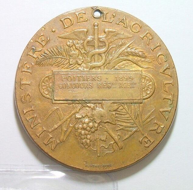 法国1899年 小飞侠女神头像高浮雕大铜章 单面镀金 50MM