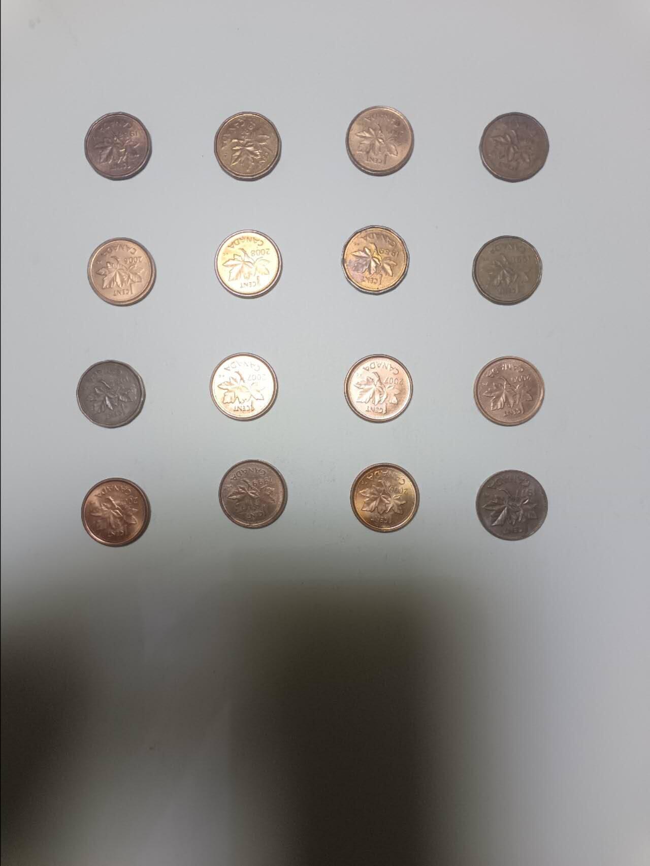 【20260101】非全新纸币和硬币第320场 加拿大1分16枚硬币