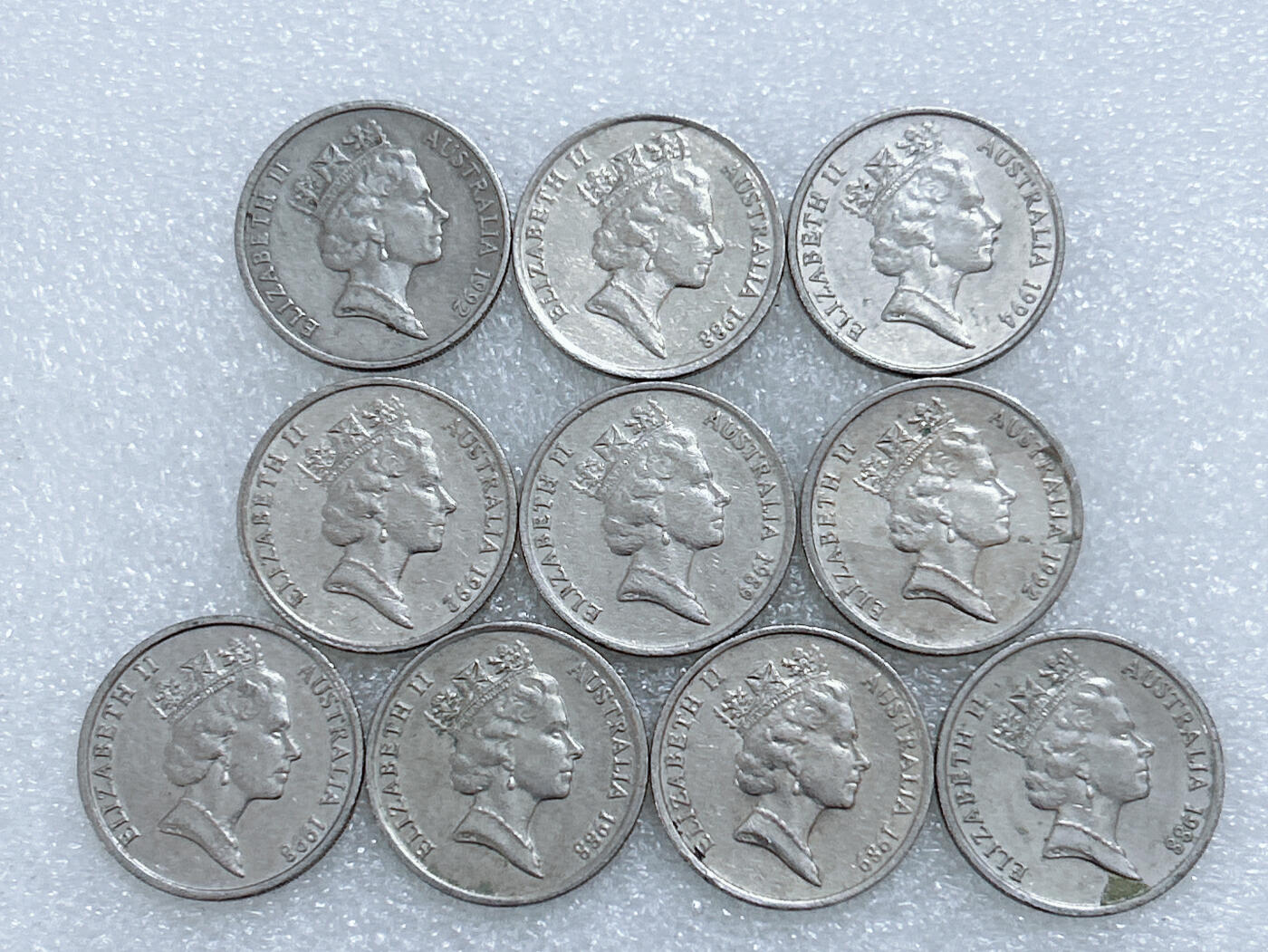 第一海外回流一元起拍收藏 散集专场  第284期 澳大利亚10分硬币10枚 高冠女王版