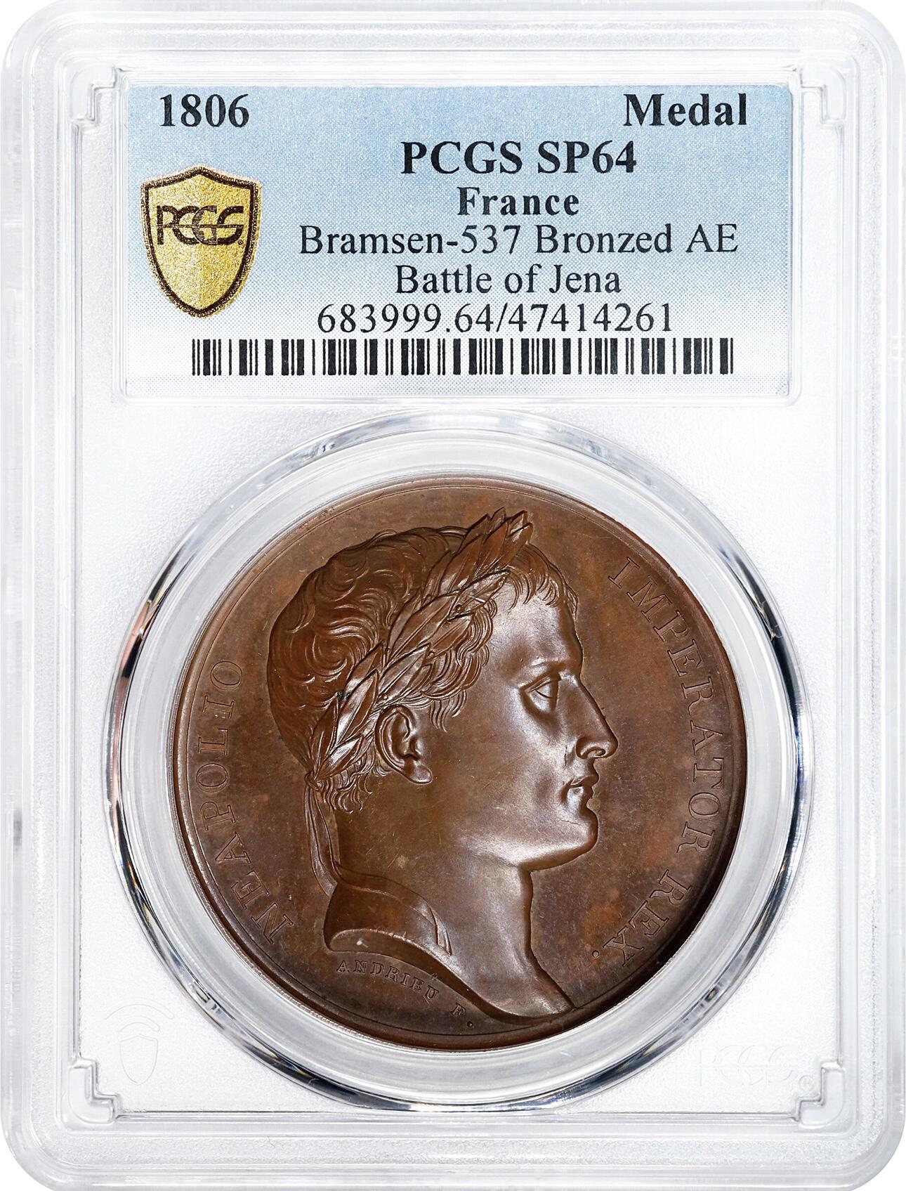 法国1806年拿破仑一世耶拿之战原铸铜章  PCGS-SP64亚军分