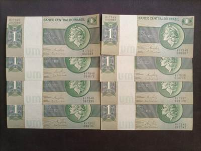 【游宝包邮场】蛇年第103期  - 巴西-1克鲁塞罗 8张【UNC/UNC-】