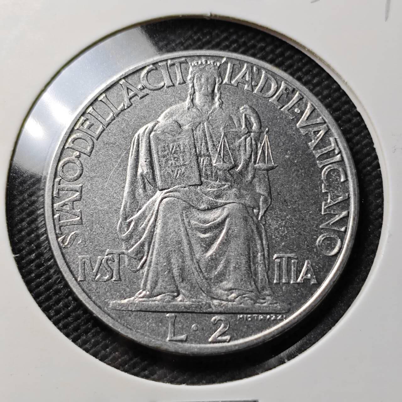 KK钱币收藏小铺 《套币 好品/批量散币专场》  2月预留时间 周末发货  1942梵蒂冈2里拉 好品