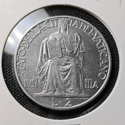 KK钱币收藏小铺 《套币 好品/批量散币专场》  2月预留时间 周末发货 -  1942梵蒂冈2里拉 好品