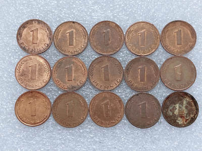 第一海外回流一元起拍收藏 散集专场  第284期 - 德国1芬尼硬币 15枚