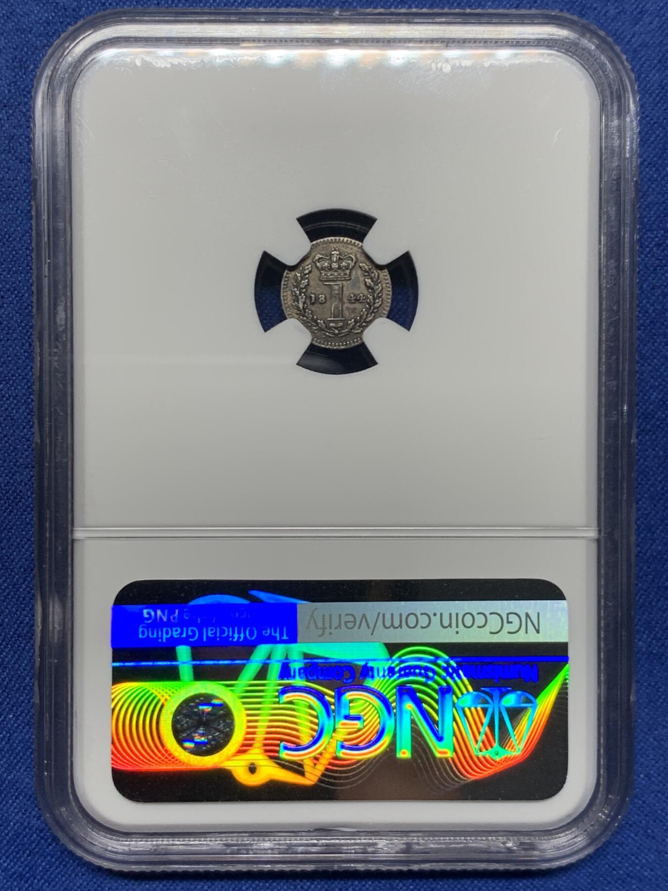 《竞宝斋》第453场 周日，周一 2场连拍 （全场包邮，欢迎送拍） NGC AU53 英国1844年维多利亚1便士银币 濯足节最小面值