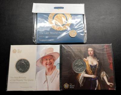 凡希社世界钱币微拍第三百十六期 - 英国5镑纪念币两种+最后的圆形英镑，原厂证书全品。