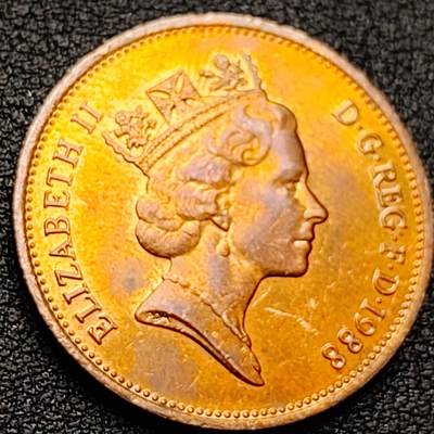 泉币菌-第157场-跨年欢乐场（特修改截拍时间为23:30分） - 原铜光极美 1988年 英国2便士英国 威尔士皇冠25.9mm 