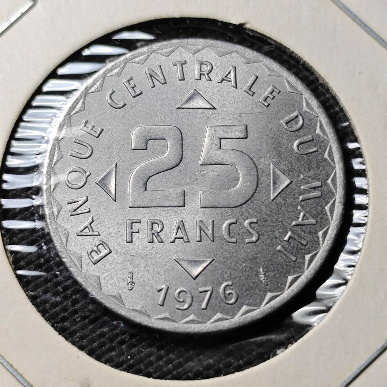 KK钱币收藏小铺 《套币 好品/批量散币专场》  2月预留时间 周末发货  1976马里25法郎 好品
