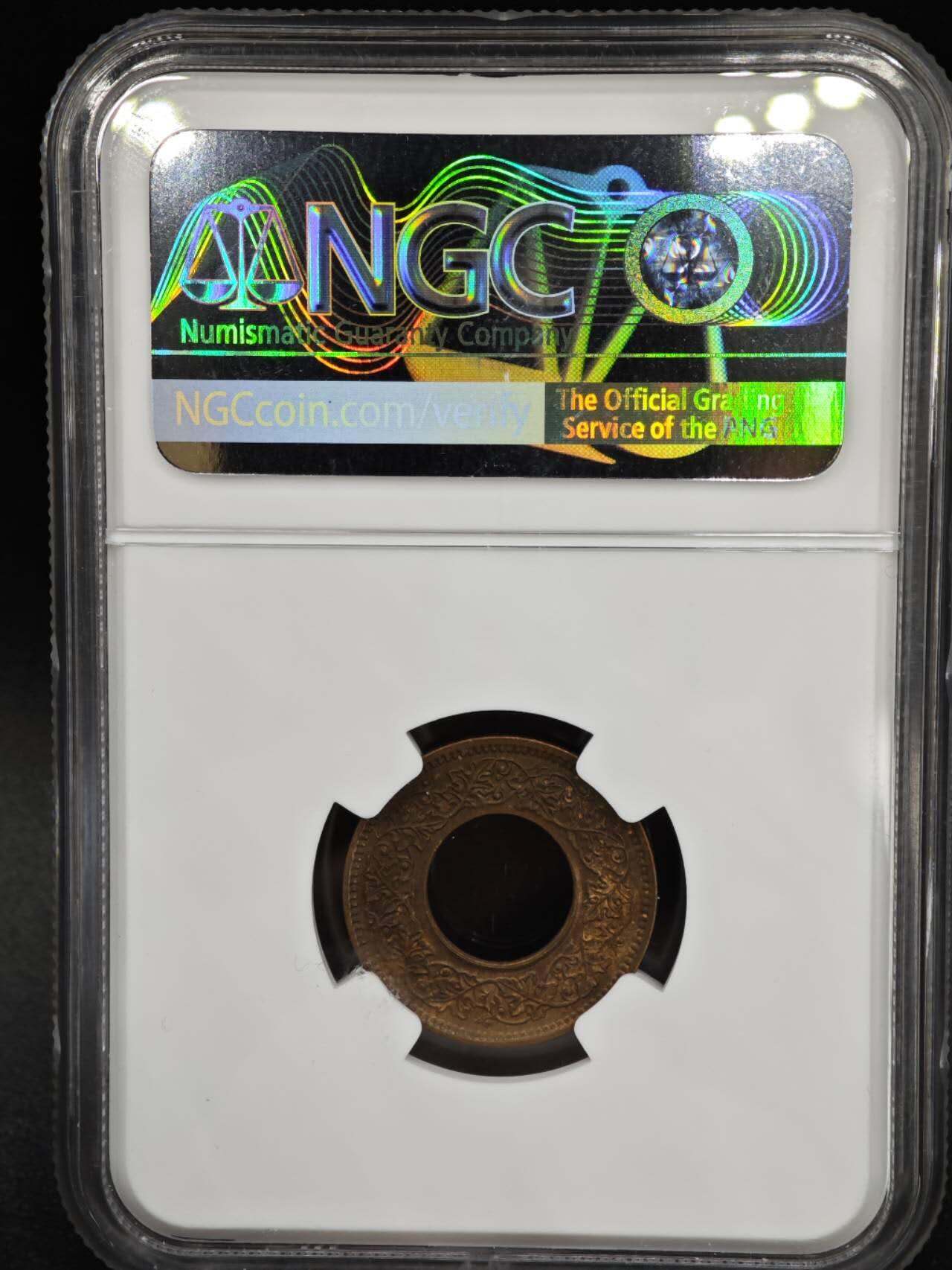 【淘币小摊】实时拍第八百三十七拍   散币银币场   满百包邮可预留二周 每周一统一发货   印度1947年1派沙铜币 NGC MS62RB