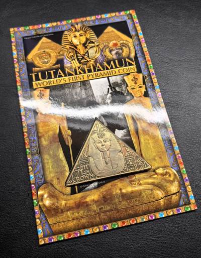 凡希社世界钱币微拍第三百十六期 - 2008马恩岛埃及法老图特卡蒙纪念克朗异形币，原厂封装。