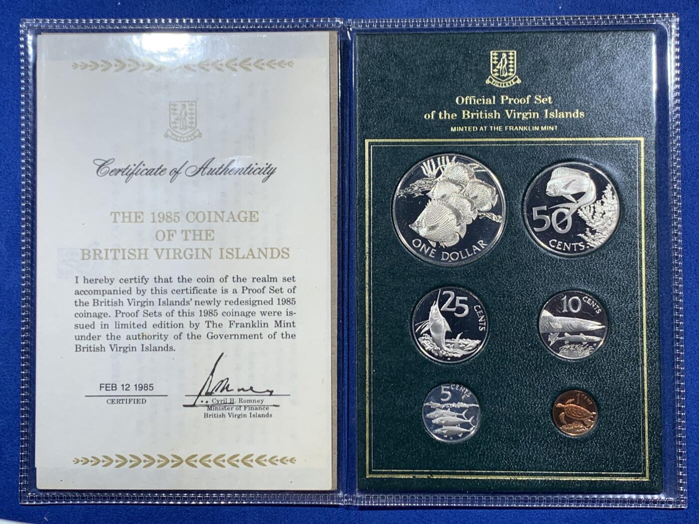 《竞宝斋》第453场 周日，周一 2场连拍 （全场包邮，欢迎送拍） 英属维尔京群岛 1985年 海洋动物套六枚铜镍精制套币 细节见图