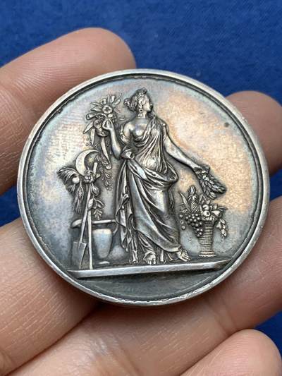 《竞宝斋》第453场 周日，周一 2场连拍 （全场包邮，欢迎送拍） - 法国园艺协会纪念银章 37.55克 40.9mm 蜜蜂银标 早期