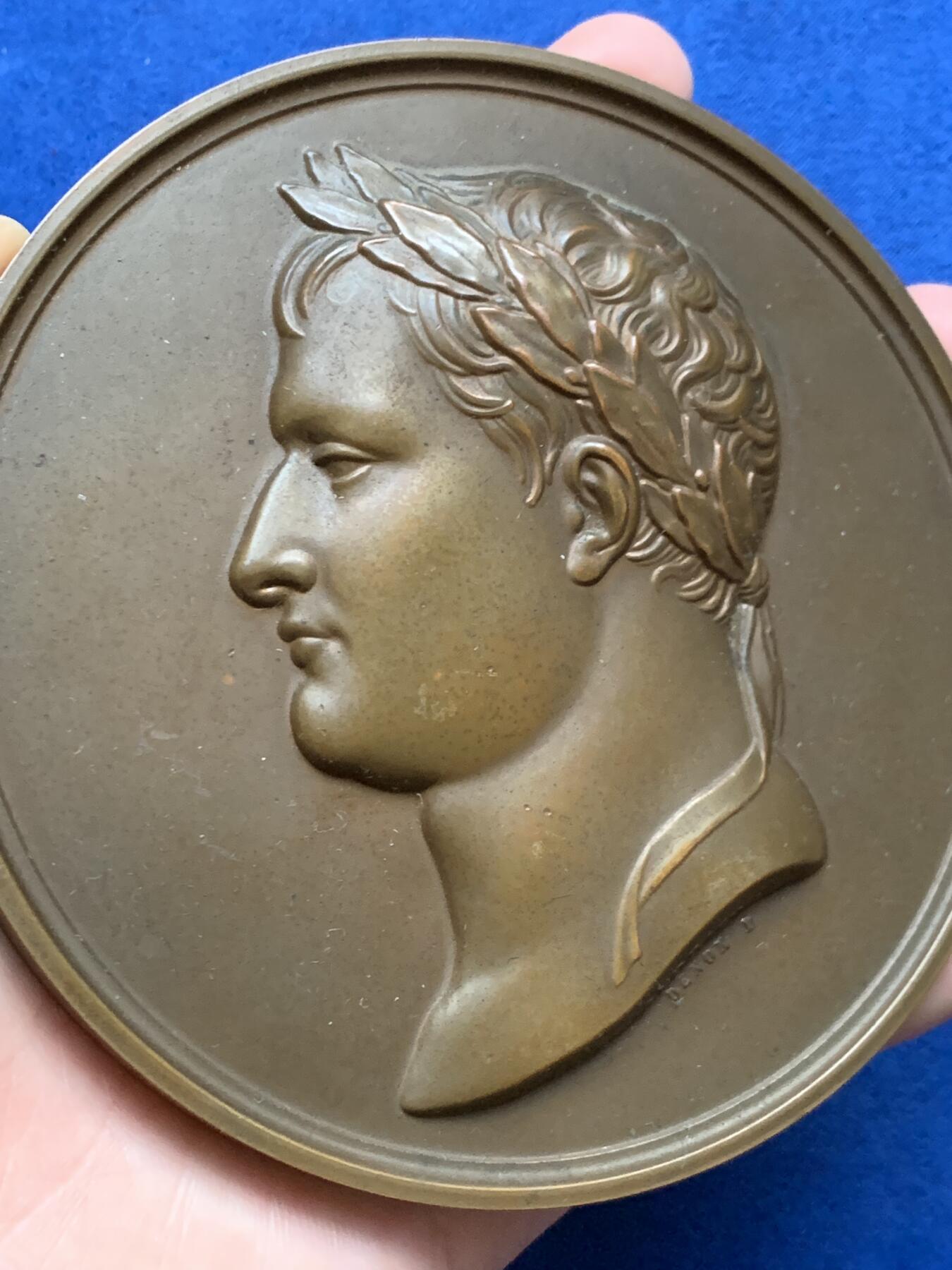 《竞宝斋》第453场 周日，周一 2场连拍 （全场包邮，欢迎送拍） 法国拿破仑罗马王洗礼大铜章，少见超大尺寸版本，直径113mm，重量644.4g，带盒子，细节见图