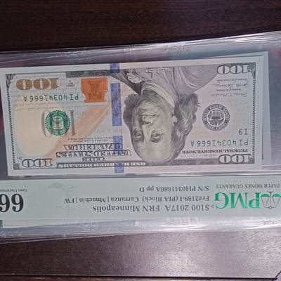 【新年首拍】世界钱币～微拍第222期暨2026年第1期  评级币专场 剩余部分硬通评级币汇率起拍 欢迎参与 2017A美国100元 带4豹子号56274888 PMG66E