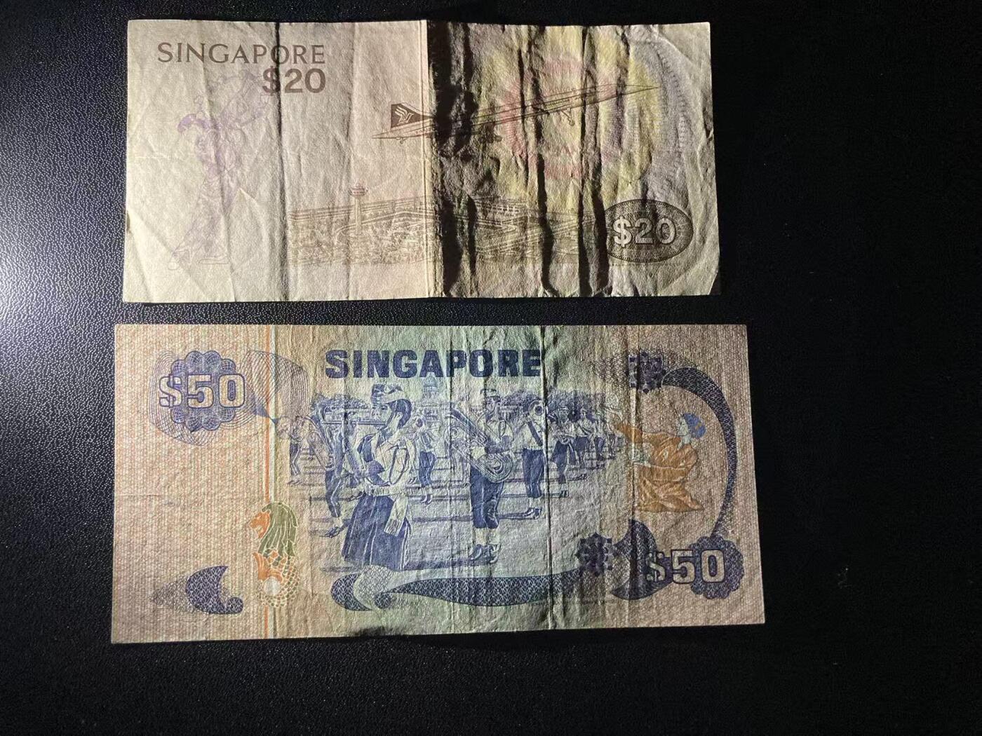 《外钞收藏家》第五百九十八期（2026年新年第一场）（本平台长期征集拍品、欢迎藏友们联系合作） 新加坡鸟版20和50元 2张一起 非全新