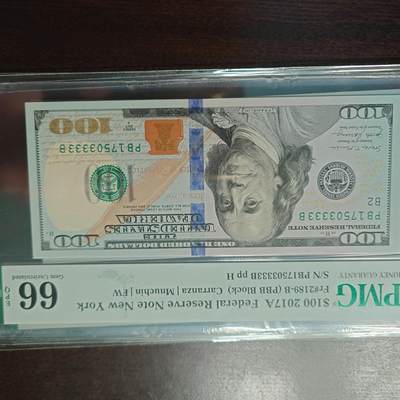 【新年首拍】世界钱币～微拍第222期暨2026年第1期  评级币专场 剩余部分硬通评级币汇率起拍 欢迎参与 2017A美国100元 带4豹子号56274888 PMG66E